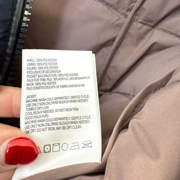 Laundry by Shelli Segal Puffer Coat Navy Faux Fur Hood Women's M Water Resistant - Picture 5 of 6